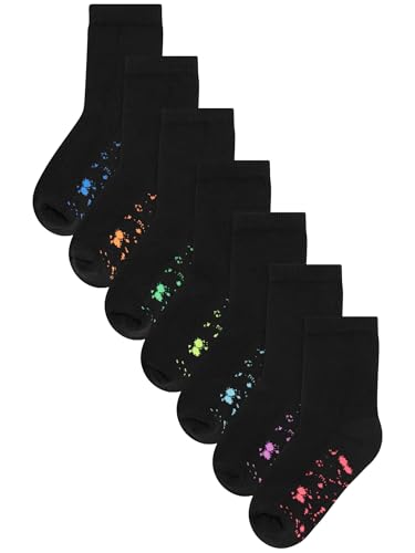NEXT 7er-Set Gepolsterte Socken mit Baumwolle Black Splat 31 von NEXT