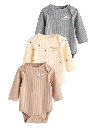 NEXT Baby-Bodysuits aus 100% Baumwolle, 3er-Pack Neutral Milk Club 3 Monate von NEXT