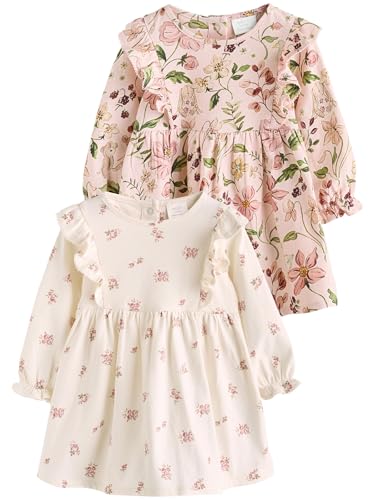 NEXT Baby Jersey-Kleid, 2er-Pack Pink Floral/Cream Ditsy 3 Monate von NEXT
