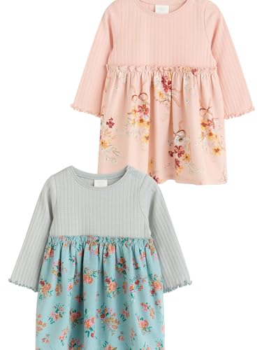 NEXT Baby Jersey-Kleid, 2er-Pack Rosa/blau geblümt 12-18 Monate von NEXT