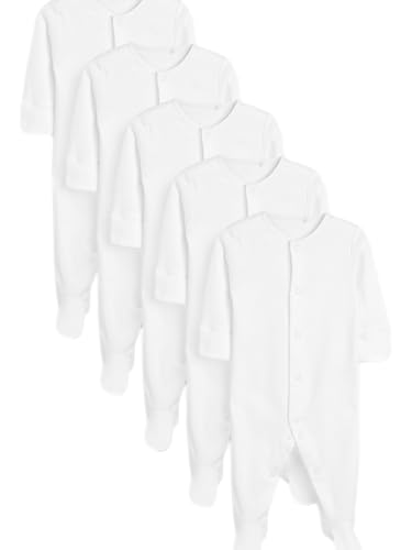 NEXT Baby - Jungen Basics-Schlafanzüge im 5er-Pack Weiß Bis 1 Monat von NEXT