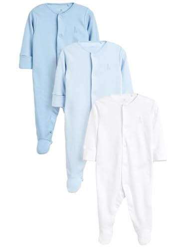 NEXT Baby - Jungen Schlafanzüge aus Bio-Baumwolle im 3er-Pack Blau/Weiß 3-6 Monate von NEXT