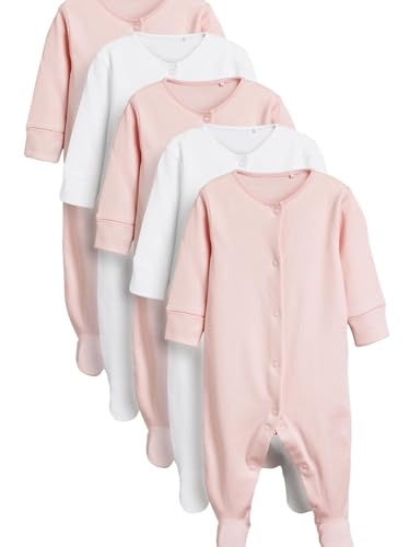 NEXT Baby - Mädchen Basics-Schlafanzüge im 5er-Pack Pink/Weiß 6-9 Monate von NEXT