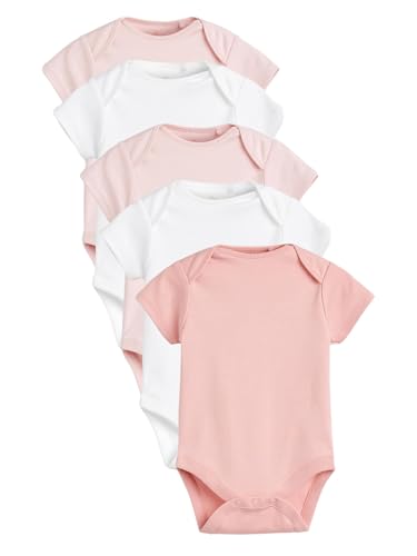 NEXT Baby - Mädchen Bodysuits aus Bio-Baumwolle im 5er-Pack Pink/Weiß 2-3 Jahre von NEXT