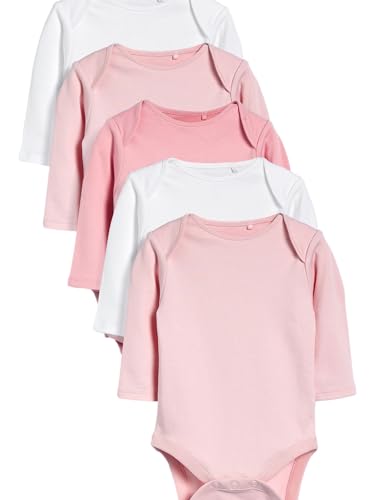 NEXT Baby - Mädchen Langarm-Body GOTS-Bio-Baumwolle 5er-Pack Rosa/Weiß 2-3 Jahre von NEXT