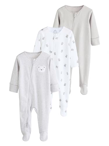 NEXT Baby Schlafanzüge aus Baumwolle, 3er-Pack Grau 12 Monate von NEXT