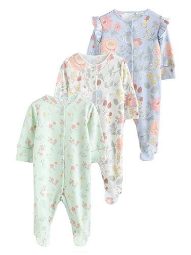 NEXT Baby Schlafanzüge mit Blumenmuster, 3er-Pack Blau 6 Monate von NEXT