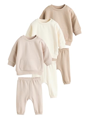 NEXT Baby Set mit Sweatshirt und Jogginghose, 6er-Pack Neutral 9 Monate von NEXT
