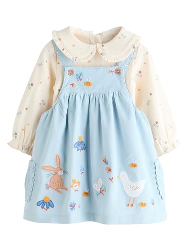 NEXT Baby-Set: Latzkleid, Langarm-Body und Strumpfhose Blue Character 9-12 Monate von NEXT