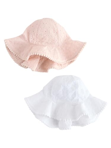 NEXT Baby Sommerhüte mit Lochstickerei, 2er-Pack Pink and White 0 Monate von NEXT