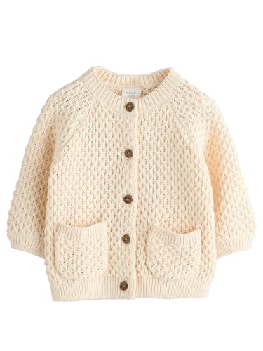 NEXT Baby-Strickjacke mit Knopfverschluss Smile Ecru Knitted 0 Monate von NEXT