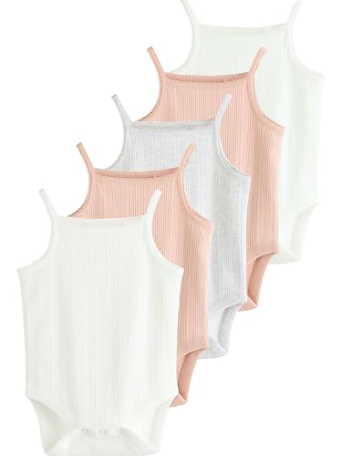 NEXT Babybodys mit Trägern aus 100% Baumwolle, 5er-Pack Rosa 9 Monate von NEXT