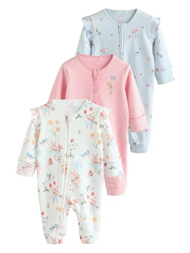 NEXT Babyschlafanzüge Häschenfee aus 100% Baumwolle, 3er-Pack Rosa 6 Monate von NEXT