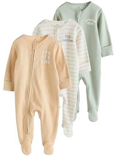 NEXT Babyschlafanzüge mit Zweiwege-RV, 3er-Pack Mint Green 6 Monate von NEXT