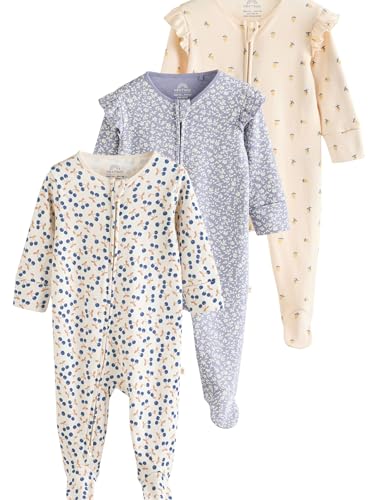 NEXT Babystrampler Zwei-Wege-Reißverschluss, 3er-Pack Blue Cherry 6 Monate von NEXT