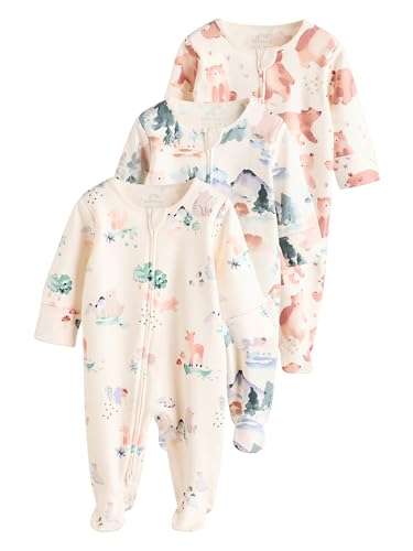 NEXT Babystrampler Zwei-Wege-Reißverschluss, 3er-Pack Brown/Orange 3 Monate von NEXT