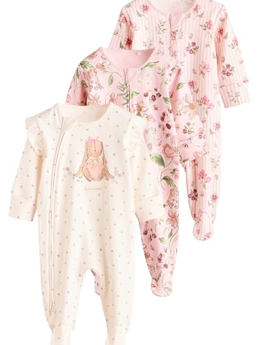 NEXT Babystrampler Zwei-Wege-Reißverschluss, 3er-Pack Rosa 3 Monate von NEXT