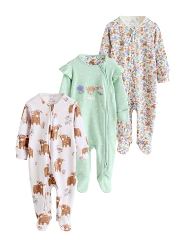 NEXT Babystrampler Zwei-Wege-Reißverschluss, 3er-Pack Salbeigrün 3 Monate von NEXT