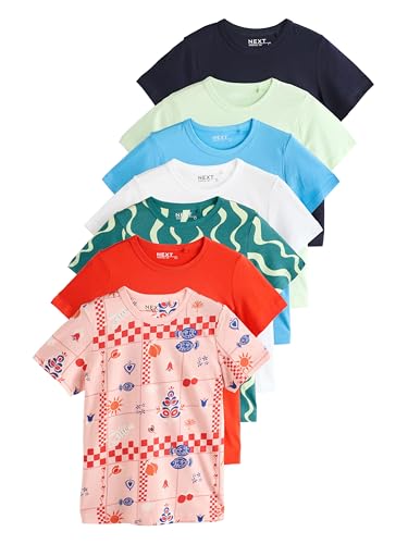 NEXT Basic T-Shirts aus 100% Baumwolle, 7er-Pack Multi Bright Colours S von NEXT