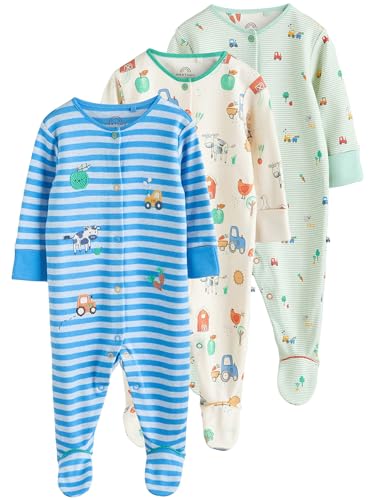 NEXT Bestickte Babyschlafanzüge, 3er-Pack Blau 9 Monate von NEXT