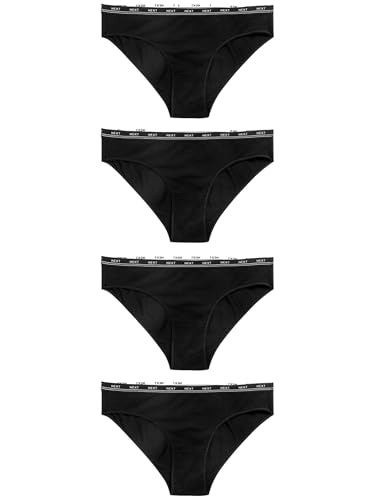 NEXT Bikinislip mit Logo und Baumwolle, 4er-Pack Schwarz 38 von NEXT