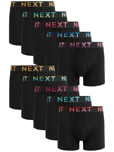 NEXT Boxershorts A-Front, 10er-Pack Schwarz Bright Ombre Text Bündchen 3XL von NEXT