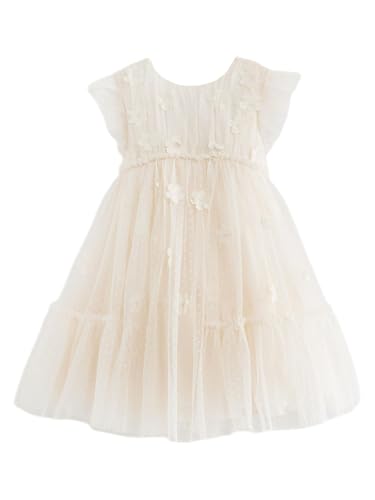 NEXT Brautjungfernkleid mit Netzstoff Ecru Weiß 3D-Blume 9 Jahre von NEXT