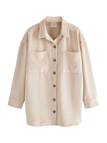 NEXT Damen Cordjacke, Leicht & Oversized, Aus Cordstoff Neutral 48 von NEXT