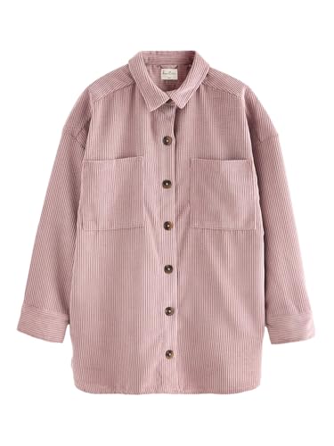 NEXT Damen Cordjacke, Leicht & Oversized, Aus Cordstoff Rosa 50 von NEXT