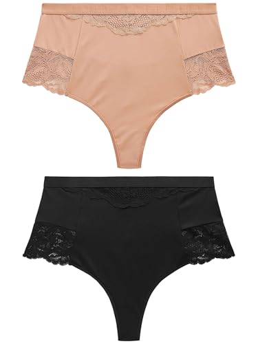 NEXT Damen Figurformende Tangas im 2er-Pack Schwarz/Nackt EU 40 (UK 12) von NEXT