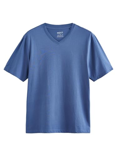 NEXT Essential T-Shirt mit V-Ausschnitt aus Baumwolle Blau 4XL von NEXT