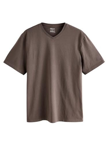 NEXT Essential T-Shirt mit V-Ausschnitt aus Baumwolle Neutral Brown 3XL von NEXT