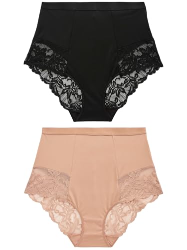 NEXT Figurformende Slips mit Spitze hinten, 2er-Pack Schwarz/Praline Nude 46 von NEXT