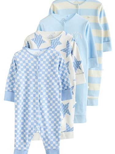 NEXT Fußlose Baumwollstrampler, 4 Stk. Blau Newborn von NEXT