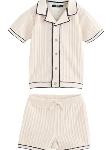 NEXT Geknöpftes Strick-Polohemd und Shorts Ecru 18 Monate von NEXT