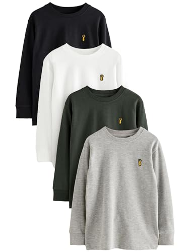 NEXT Gemütliche Langarmshirts im 4er-Pack Schwarz/Weiß/Grau 7 Jahre von NEXT