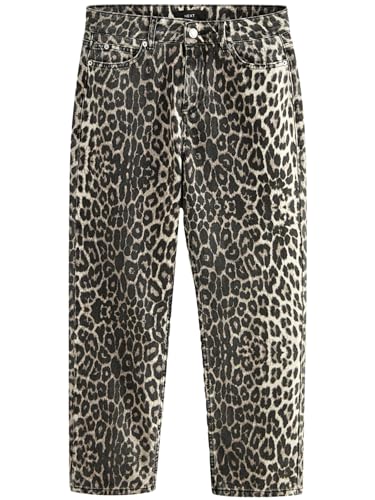 NEXT Gerade Jeans aus 100% Baumwolle Leopard Print 40 von NEXT