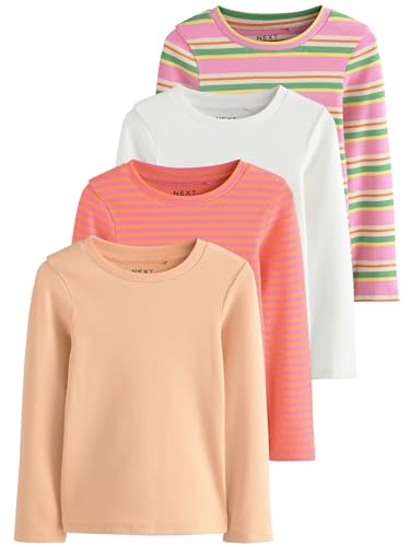 NEXT Gerippte Langarm-T-Shirts, 4er-Pack Pink/Orange 11 Jahre von NEXT