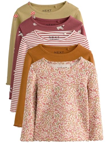 NEXT Gerippte Langarmoberteile im 5er-Pack Autumnal Orange 12 Monate von NEXT