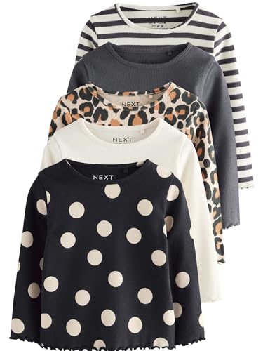 NEXT Gerippte Langarmoberteile im 5er-Pack Schwarz/Weiß 4 Jahre von NEXT