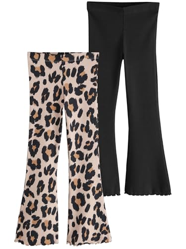 NEXT Gerippte Leggings mit ausgestelltem Bein, 2er-Pack Black and Animal 5 Jahre von NEXT