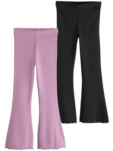NEXT Gerippte Leggings mit ausgestelltem Bein, 2er-Pack Black and Purple 5 Jahre von NEXT