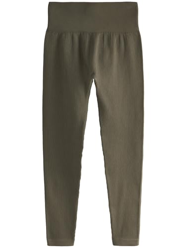 NEXT Gerippte Leggings mit hoher Taille Khaki Grün L von NEXT