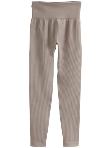 NEXT Gerippte Leggings mit hoher Taille Neutral L von NEXT