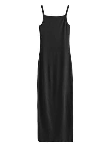 NEXT Geripptes Maxikleid mit schmalen Trägern Schwarz XL von NEXT