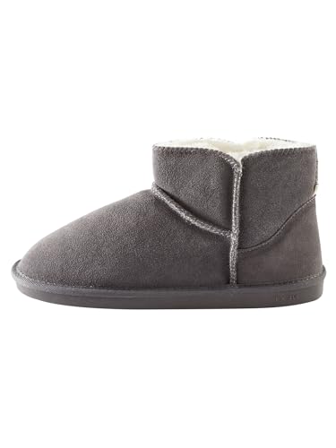 NEXT Hausstiefel aus Veloursleder mit Kunstfellfutter Grau 41 von NEXT