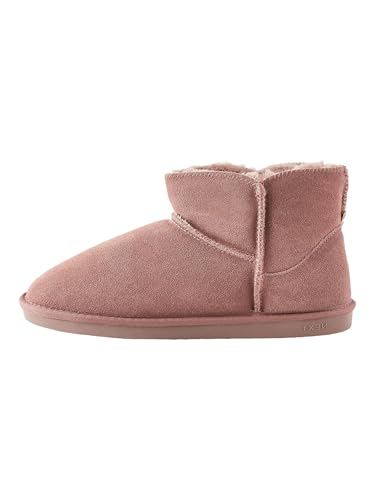 NEXT Hausstiefel aus Veloursleder mit Kunstfellfutter Mink Pink 38 von NEXT