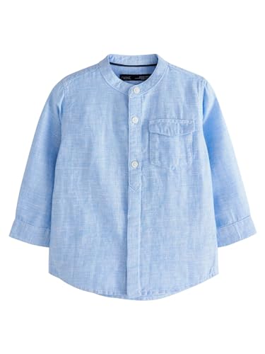 NEXT Hemd aus Leinenmischgewebe mit Grandadkragen Blau 12 Monate von NEXT