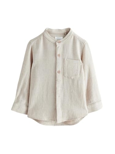 NEXT Hemd aus Leinenmischgewebe mit Grandadkragen Neutral Linen 3 Monate von NEXT