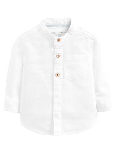 NEXT Hemd aus Leinenmischgewebe mit Grandadkragen Weiß 6 Monate von NEXT
